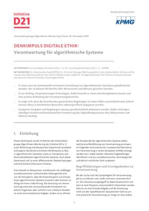 Cover zum Denkimpuls: Verantwortung für algorithmische Systeme