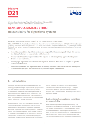 Cover vom Denkimpuls: Responsibility for algorithmic systems