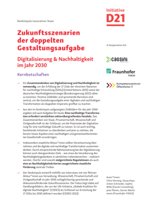 Cover des Denkimpulses zu Digitalisierung und Nachhaltigkeit 2030