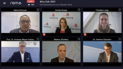 Screenshot der Panelist*innen beim Diskutieren über den Stand der E-Government in den einzelnen Bundesländern