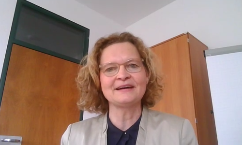 Dr. Angelika Sporenberg in einer Videokonferenz